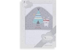 Interbaby - Capa de Baño Bebe Blanco/Gris | Toalla Bebe con Capucha 100% Algodón, 100x100cm, Unisex | Suave, Cómoda, Secado Rápido | Ideal para Recién Nacidos, Bebes y Niños Pequeños | Diseño Tipi Oso