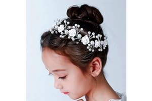 IYOU Princesse Blanche Fleur Bande De Cheveux Robe De Cheveux De Perles De Mariée Accessoires De Cheveux pour les filles
