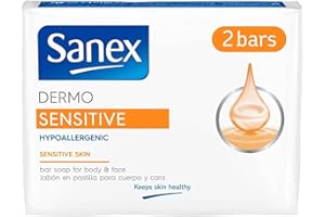 Sanex Sensitive Skin Bar Soap 90g 2 Pack - Hand Soap - Specifically developed for Sensitive Skin on the Face and Body