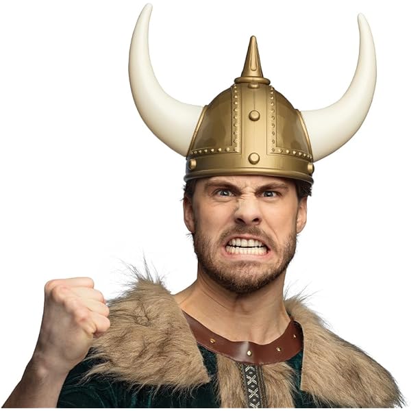 Deguisement Asterix Casque De Viking, Argent Et Or Aux Feux De