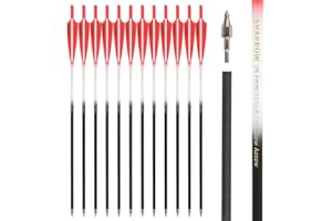 SHARROW Archery Carbon Crossbow Bolts Arrows 16 17 18 20 22 Inch Carbon Arrows with 4" Vanes 125 Grains Replaceable Field Point for Crossbow Hunting Shooting
