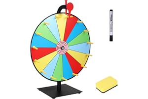 FORNORM Glücksrad zum Drehen 30 cm 15 Schlitze, Glücksrad mit Ständer, Glücksrads Set mit Trocken Abwischbarem Marker, Karneval Veranstaltung Tombola Requisiten, Familie Party Spiele Herausforderung