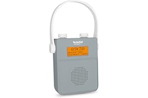 TechniSat DIGITRADIO 30 - radio da doccia impermeabile DAB+ (radio digitale DAB, FM, batteria ricaricabile integrata, Bluetooth, IPX5, sveglia, memoria preferiti, jack per cuffie) grigio