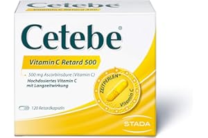 ‎CETEBE Cetebe Vitamin C Retard 500 - Arzneimittel mit hochdosiertem Vitamin C mit Langzeitwirkung- 1 x 120 Retardkapseln