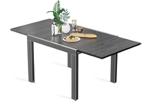 TRIUMPHKEY Tavolo da Giardino Allungabile 80/160 x 80 cm, in Alluminio Allungabile per 4 Fino a 8 Persone, Impermeabile e Antiruggine, Tavolo da Pranzo per Esterni,Grigio