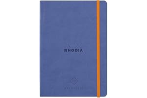 RHODIA 117188C – Cuaderno flexible – Agenda Perpetual Zafiro – A5 – 128 páginas – Papel Clairefontaine marfil 90 g – Index, cierre elástico, tapa de piel sintética – Colección Rhodiarama