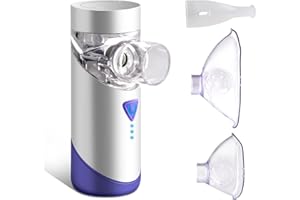 Nauotk Inhalator Vernebler, Tragbarer Inhalator Geräuscharmer Vernebler-set Inhalationsgerät Für Erwachsene Und Kinder, Usb Wiederaufladbar mit Mundstück und 2 Maske