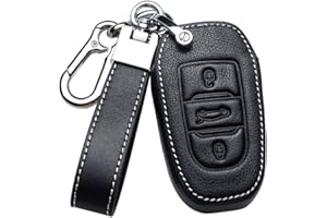 HIBEYO Smartkey etui na kluczyki samochodowe pasuje do Peugeot 301, 308, 508, 3008, 5008, 5008, skórzane etui ochronne na klucze, etui na kluczyki do Citroen C4L C3 DS3 do Opel Grandland X, piloty