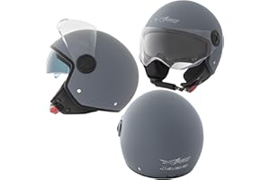 A-Pro Casco Jet Moto Aperto Visiera Scooter Antigraffio Parasole ECE 22-06 Grigio Opaco M