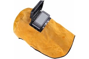 AUSLA Przyłbica Spawalnicza, Skórzany Kaptur Spawalniczy, Odporna na Ciepło, Oddychająca Maska ​​ochronna z Soczewkami, na całą szyję i Twarz dla Pracowników Spawalniczych