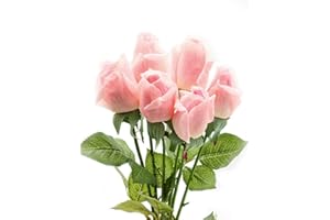 CCUCKY 6 Pezzi Fiori Artificiali Rose, Fiori di Seta con Tocco Reale e Foglie Verdi, Perfetti per Matrimonio, Anniversario, Casa, Ufficio, Decorazione fai-da-te (Rosa)