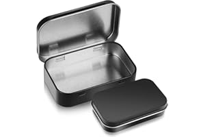 Ouligay Prostokątne małe blaszane pudełko metalowe pojemniki na zawiasach na cukierki biżuterię (czarne)