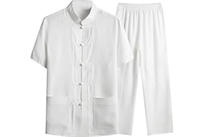 Modaworld Traje De Artes Marciales Para Hombres Ropa Tradicional China Traje Tang Uniformes De Kung Fu Ropa De Tai Chi De Lino Y AlgodóN Uniforme De MeditacióN Zen Top De Solapa Con Bolsillos