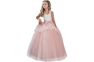 Susenstone Robe Enfant Mignon Fille Ceremonie Anniversaire De Princesse d'honneur Mariage avec Bowknot Longue en Dentelle Robe Tutu De SoiréE NoëL Carnaval 3-9 Ans