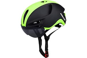 Casco bici,KINGLEAD Casco bici Uomo Donna con Visiera Removibile Magnetico Certificato CE Casco MTB Strada Adulto con USB Luce LED Fodera Lavabile Staccabile Casco Corsa Regolabile 57-62CM(KL088)