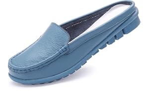 ZXWFOBEY Womens Mules Clog Slippers Breathable Slip-on Tassels Leather Casual Loafers