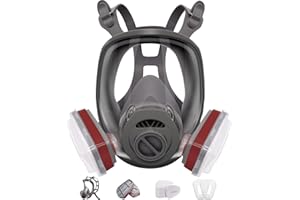 FACEMOON Full Face Cover,Safety Dust Face Cover Reusable,16 In 1 Respirator Mask,Includes 2 Filter Cartridges,10 Replaceable filter Cotton,Full Face Mask And lid, bag