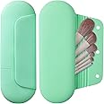 AGIKET Silicone Makeup Brush Holder Travel Cosmetic Bag - Soft Portable Cosmetic Face Brushes Holder with Upgrade Anti-Fall Out Magnetic Closure,Large Travel Makeup Brush Case, Green, Classy