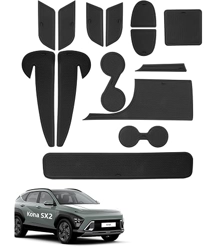 Tappetini Console Per Hyundai Kona EV 2024-2025 | Gomma Antiscivolo | Protezione Portabicchieri E Vanità | Solo Versione Elettrica - Foto 4