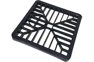 fiXte® Square Gulley Grid Drain Cover Grate Lid Heavy Duty PVC for drain hoppers 150mm x 150mm (6” x 6”) Black (1)