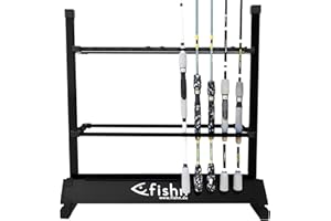 ‎FISHN FISHN® Rutenhalter für 24 Angelruten aus hochwertigem Aluminium, Rutenhalter, Angelrutenhalter – 72 x 70 x 30 cm (schwarz)