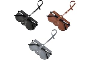 ATBUSS 3 bolsillos protectores de gafas, funda portátil para gafas, funda de piel suave para gafas de sol, gafas de sol, gafas de miopía, gafas de lectura (negro, gris, caqui), Negro Gris Caqui, Talla