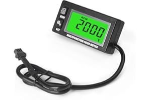Runleader Digitaler Betriebsstundenzähler für Gasmotoren, Drehzahlmesser und Voltmeter, Betriebsstundenzähler für die Hintergrundbeleuchtung, austauschbare Batterie für Rasenmäher-Generator Dirt Bike