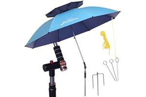 Dekero - Ombrello da Spiaggia, 2,2 m Antivento, Protezione dai Raggi UV, con Ancoraggio a Sabbia, palo inclinabile in Alluminio, Borsa da Trasporto per Spiaggia, Patio, Giardino, Pesca all'aperto