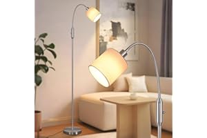 Glitzerlife Nowoczesna Lampa Podłogowa Do Salonu E14 Vintage Lampa Podłogowa Z Tkaniny Obrotowa O 360° Z Przełącznikiem Nóżkowym Lampa Podłogowa Biała Lampa Stołowa Metalowa Lampa