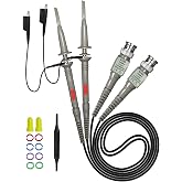 Greluma 2 Pieces 100MHz Universal Oscilloscope Clip Probes with 1X 10X Accessory Kit