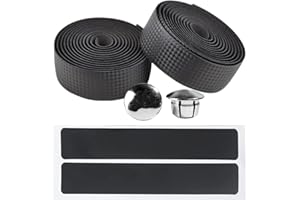 BIUCHJIU Bicycle Handlebar Tape Non-Slip Comfort Road Bike Handlebar Tape with Bar End Plugs for Touring Cycling and Road Racing 1 Pair Black (Checkered)