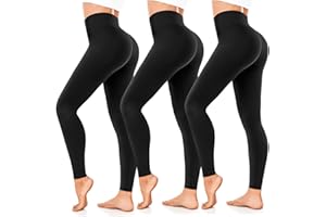 Diu Life 3 Pack Gym Leggings High Waisted for Women-Soft Athletic Tummy Control Pants for Running Yoga Workout Reg & Plus Size.