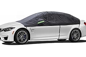 BEXITA Połowa osłona samochodu wodoodporna osłona na przednią szybę samochodu na zewnątrz osłona przedniej szyby do samochodów chroni przed słońcem, lodem, mrozem i śniegiem, uniwersalne dopasowanie