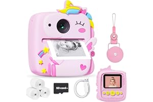 MANTTELY Kids Camera Instant Print for Boys Girls, Christmas Birthday Gifts for 3 4 5 6 7 8 9 Year Old Boys Girls, 1080P Kids Digital Camera Toys for Kids Age 3-9 Pink