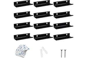 Accmuzzy Acryl Schallplatten Wandhalterung,12 StückSchallplattenregal,Wandregal,Acryl regal Vinyl Plattenregal mit Schrauben Zubehör Für Schallplatten, Album (schwarze)