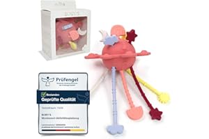 BOBY’S Activity Greifball Baby Spielzeug Silikon Beißring sensorisches Montessori Motorik Spielzeug Baby Beißring Greifspielzeug Babyspielzeug Lernspielzeug Frühförderung 0-36 Monate BPA-frei (Rot)