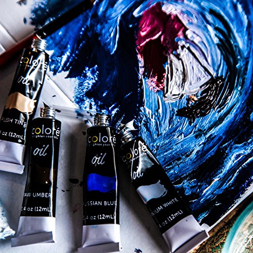 Qualitativ hochwertiges Ölfarbset von Colore – Perfekt für die Verwendung auf Leinwand für Landschafts- und Portraitmalerei – Perfekt für professionelle Künstler, Studenten & Anfänger – Set mit 24 reichhaltig pigmentierten Ölfarben - 8