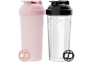 PZMLOASN 2 Stück Protein Shaker bottle 700ml - Auslaufsicherer Schraubdeckel - BPA-frei, aus babyflaschentauglichem Material, für Damen und Herren (Rosa+Weißschwarz)