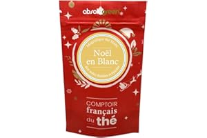ABSOLUGREEN Thé Blanc Noël en Blanc – Comptoir Français du Thé – Mélange Festif aux Notes de Cerise, Fraise & Cannelle en Vrac 40g – Fruité et Délicat, Édition Gourmande et Raffinée de Noël
