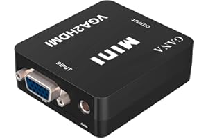 GANA Adattatore VGA a HDMI, 1080P Full HD Convertitore D-SUB a HDMI con cavo USB e cavo audio da 3,5 mm Supporto HDTV per PC/Laptop/Computer/Mac/Proiettore (nero) (vga a hdmi 2)