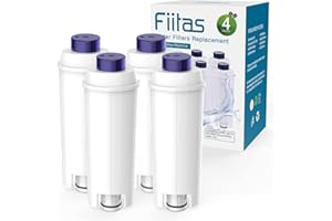 Fiitas Filtro de agua para máquinas de café DeLonghi DLSC002, cartuchos de filtro de agua desnudo suavizante de carbono para Delongie, compatible con De'Longhi ECAM, Esam, ETAM, BCO, EC (4 Paquetes)
