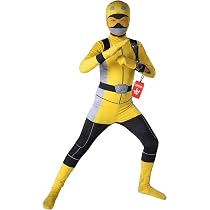 Costume Power Ranger Rosso Ufficiale Per Bambino: Tuta, Cintura E Semimaschera - Taglia 5-6 Anni