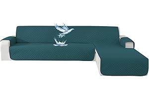 YSTELLAA Impermeabile Copridivano 2 Posti Con Penisola (L 210 CM), Copridivano Angolare Destra/Sinistra Universale Reversibile, Copridivano Chaise Longue Antigraffio Gatto, Verde Scuro