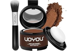 UOYOU Hairline Powder, Root Touch Up Powder Instantly Conceals Hair Loss, Gray Root Cover Up Powder, Water & Sweat Resistant Hair Powder for Thinning Hair Men & Women, Includes Brush (Dark Blonde)