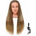Hairingrid 26"-28" Mannequin Head Hair Styling Training Head Manikin Cosmetology Doll Head Synthetic Fiber Hair and Free Clamp Holder (Golden Brown)