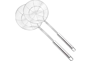 GXIQYL 2 Stück Spider Sieb Skimmer, Edelstahl Asiatischer Sieb Ladel Bratlöffel mit Griff für Küche Braten Lebensmittel, Pasta, Spaghetti, Nudeln