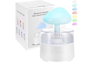AUAURAINTT Nuages De Pluie Humidificateur D'air 400 ml, 3 Modes Pluie/Veilleuse 7 Couleurs, Simuler la Chute de Gouttes de Pluie, Aide à Dormir Et à Se Détendre