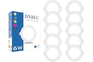 CLAR HYBEC - Spot LED Encastrable Extra Plat 6W, Downlight pour Salle de Bain, Blanc Chaud 3000ºK (Pack 10)