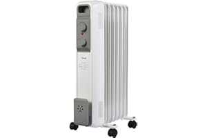 Bimar HO427 Termosifone Elettrico, Radiatore ad Olio a Basso Consumo, Calorifero con 7 Elementi e 5 Canali di Circolazione Termostato Regolabile, 3 Potenze di Riscaldamento, Trasportabile