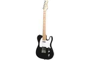 Guitare électrique Woodbrass TL100 Noire - Guitare polyvalente idéale pour débuter - Corps forme T Tilleul Américain Touche érable - Style country, hard, rock